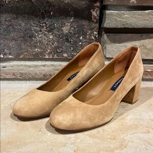 Margaux Cacao Light Brown Suede Block Heel Pumps